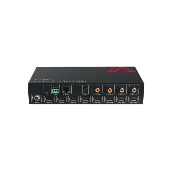4×4 4K HDMI Matrix Switch with Downscaler, Audio Extraction, IR Remote Control           4KMX44-H2 - Image 2