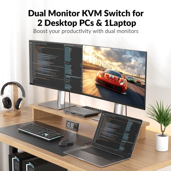 iDock B30 USB-C KVM Switch Docking Station, 3-Port with HDMI for Dual Monitor, 65W Power Delivery & Ethernet Port for Laptop         iDock B30 - Image 2