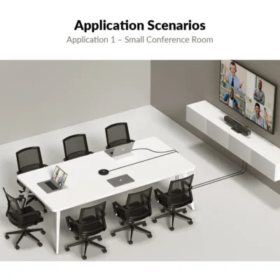AnyCo V8 All-in-One Video Bar w/ 4K AI Tracking Camera, 4-Mic Array, Dual Stereo Speakers, Works with Cascaded Mics for Large Conference Room - Image 4