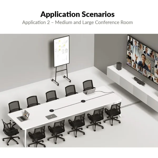 AnyCo V8 All-in-One Video Bar w/ 4K AI Tracking Camera, 4-Mic Array, Dual Stereo Speakers, Works with Cascaded Mics for Large Conference Room - Image 5