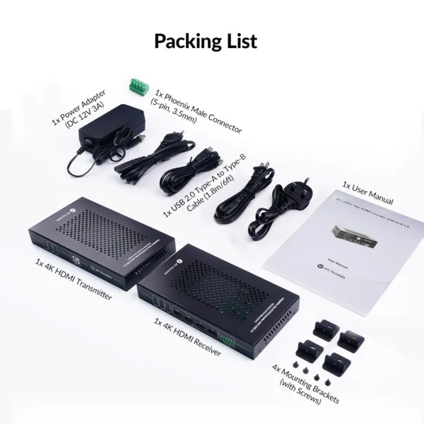 Zero-Latency 4K HDMI KVM Extender w/ 4-Port USB 2.0, 50m/164ft HDMI Balun over Cat 5e/6/6a/7, High Refresh Rate for 144Hz, 165Hz & 240Hz        4KEX50-KVM - Image 5