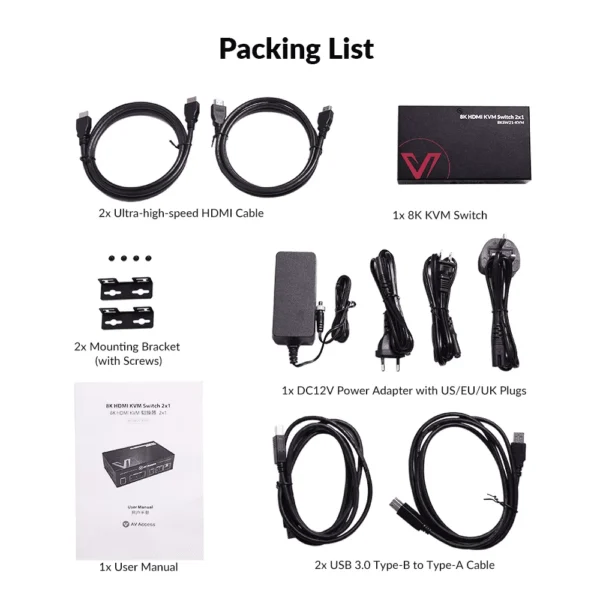 High-End 2×1 8K KVM Switch w/ HDMI 2.1 & USB 3.0 Hub, Supports 10K@120hz, 8K@120hz, 1080P@240hz & 2560×1440@144hz, Ideal for Gaming        8KSW21-KVM - Image 5