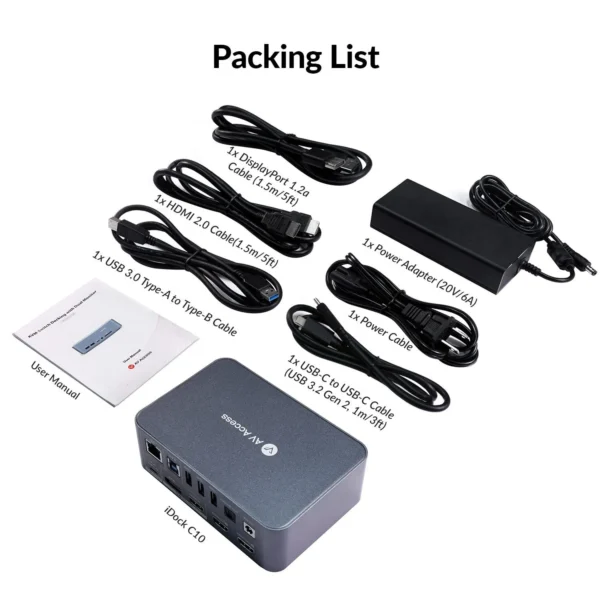 iDock C10 KVM Switch Docking Station USB-C w/ USB 3.0, 4K Dual Monitor Design for Laptop (60W PD) & Desktop, High Refresh Rate for 120hz, 144hz, 165hz              iDock C10 - Image 6