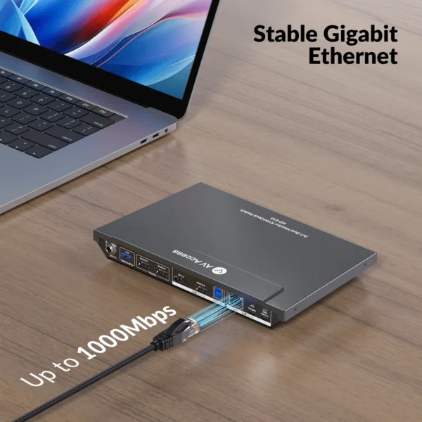 USB-C KVM Switch Docking Station for 2 PCs & 2 Monitors, 100W PD for Laptop, EDID Emulation, High Refresh Rates for Home Office & Gaming        KD-E10 - Image 6
