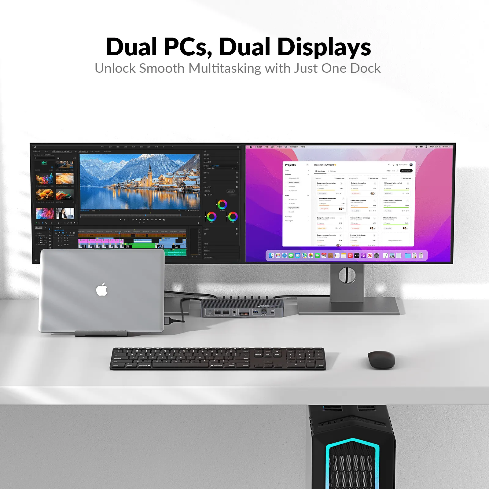 iDock M10 KVM Switch Docking Station for MacBook and PC, Dual 4K HDMI Displays, 1 Laptop + 1 Desktop Switching, High Refresh Rates, 100W Charging, 10-in-1 USB-C Dock - Image 6