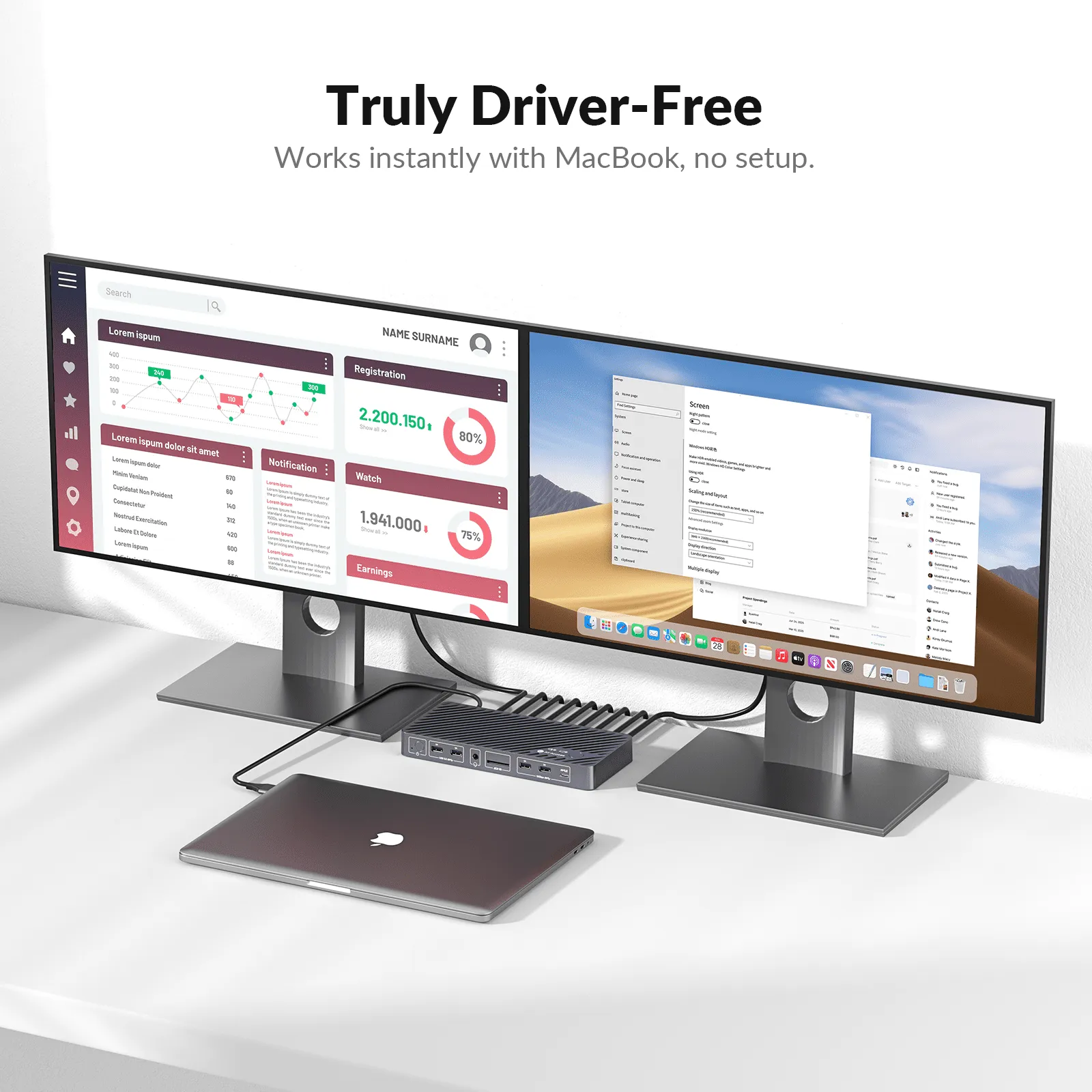 iDock M10 KVM Switch Docking Station for MacBook and PC, Dual 4K HDMI Displays, 1 Laptop + 1 Desktop Switching, High Refresh Rates, 100W Charging, 10-in-1 USB-C Dock - Image 9